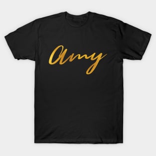 Amy Name Hand Lettering in Faux Gold Letters T-Shirt